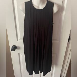 Calvin Klein pleated sleeveless black flowy dress